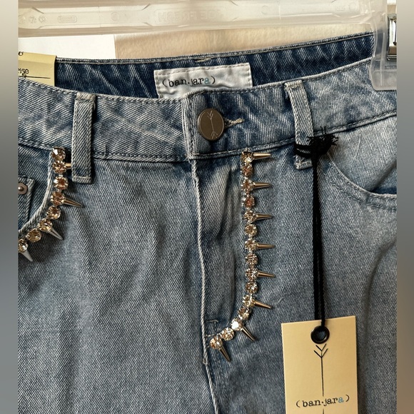 Ban•Jara Denim Shorts with Rhinestones - Picture 3 of 6